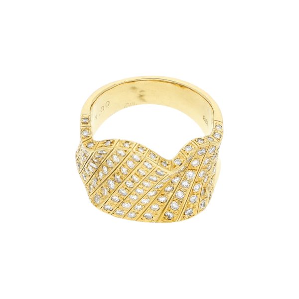 Anillo estilizado con diamantes en oro amarillo 18 kilates. Supply