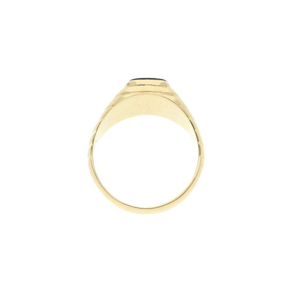 Anillo tipo sello con ónix en oro amarillo 14 kilates on Sale