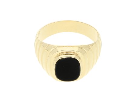 Anillo tipo sello con ónix en oro amarillo 14 kilates on Sale