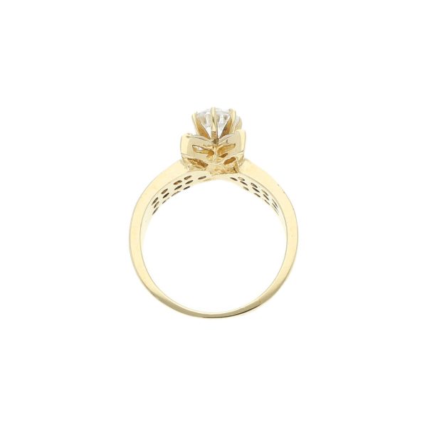 Anillo estilizado con circonias en oro amarillo 14 kilates. For Discount