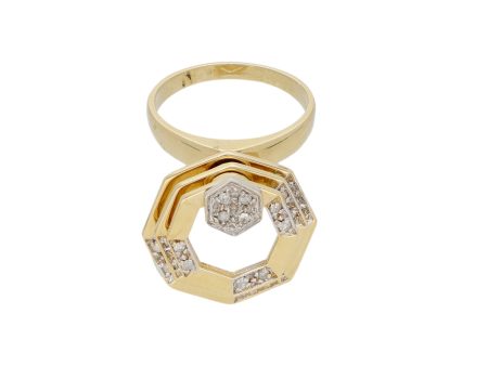 Anillo giratorio con diamantes en oro amarillo 14 kilates. Supply