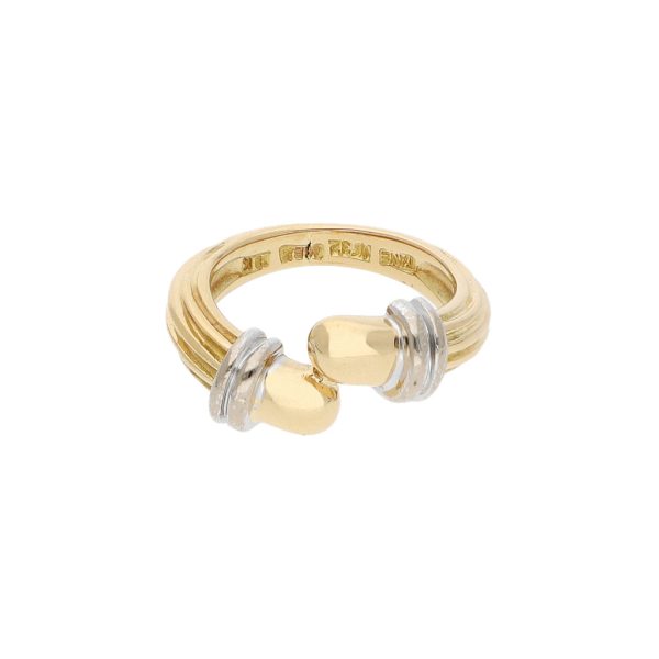 Anillo estilizado firma Tane en oro dos tonos 18 kilates. on Sale