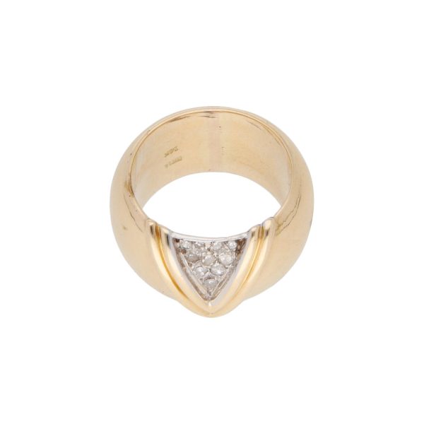 Anillo diseño especial con diamantes en oro dos tonos 14 kilates. Online now