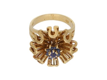 Anillo diseño especial con sinteticos en oro amarillo 18 kilates. Online Hot Sale