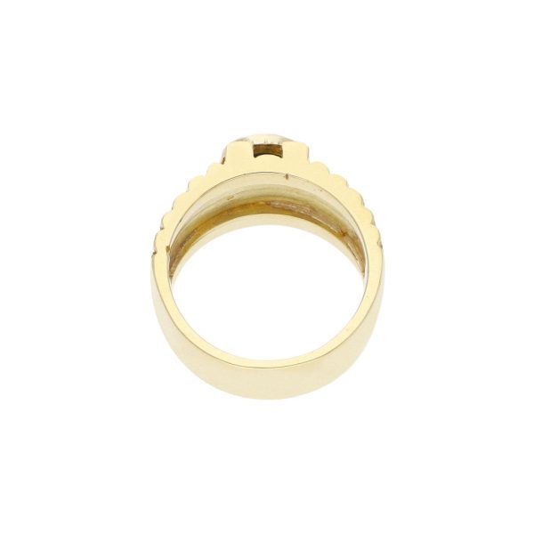 Anillo estriado con sintético en oro amarillo 18 kilates. Online