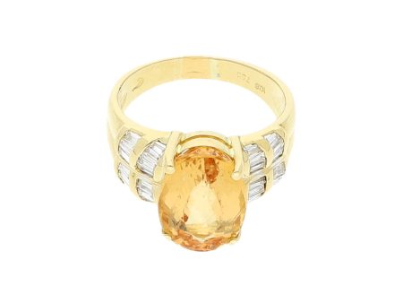 Anillo diseño especial con diamantes y sintético en oro amarillo 14 kilates. Online Sale