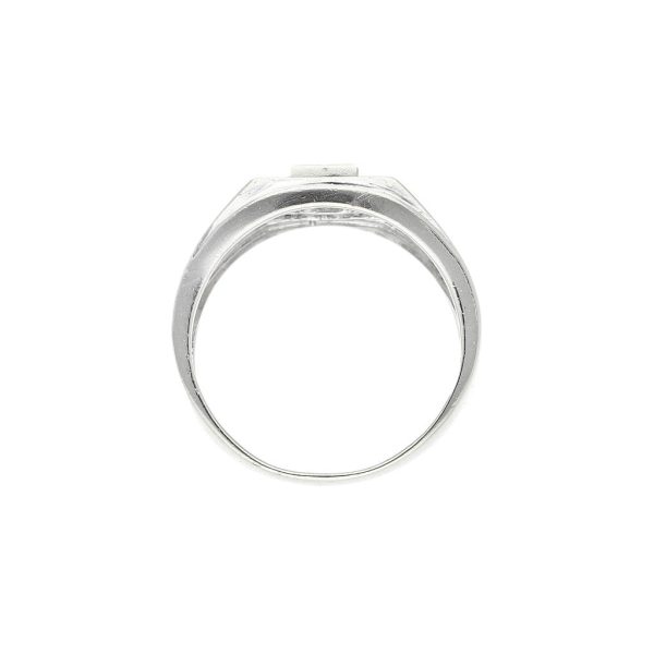 Anillo tipo sello con sintéticos en oro blanco 14 kilates. Online Hot Sale