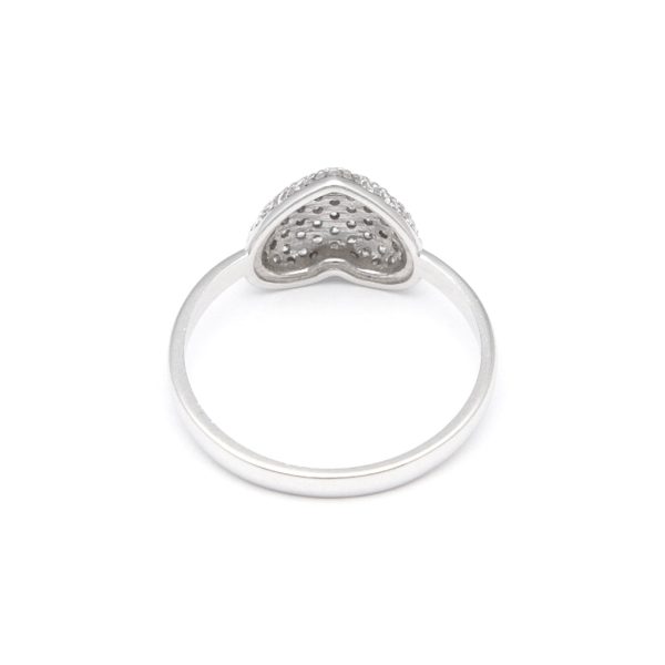 Anillo diseño especial motivo corazón con circonias en oro blanco 14 kilates. Online Hot Sale