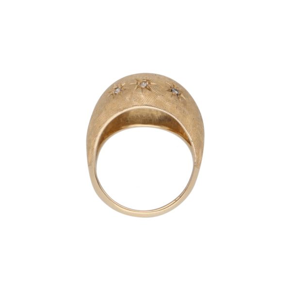 Anillo labrado con diamantes en oro amarillo 14 kilates. Hot on Sale