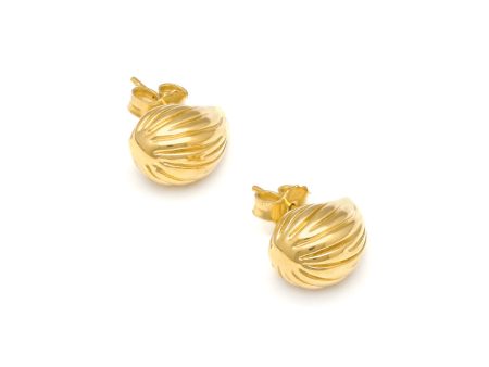 Aretes acanalados motivo gota en oro amarillo 14 kilates. Discount