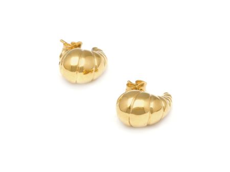 Aretes acanalados motivo caracol en oro amarillo 14 kilates. Online